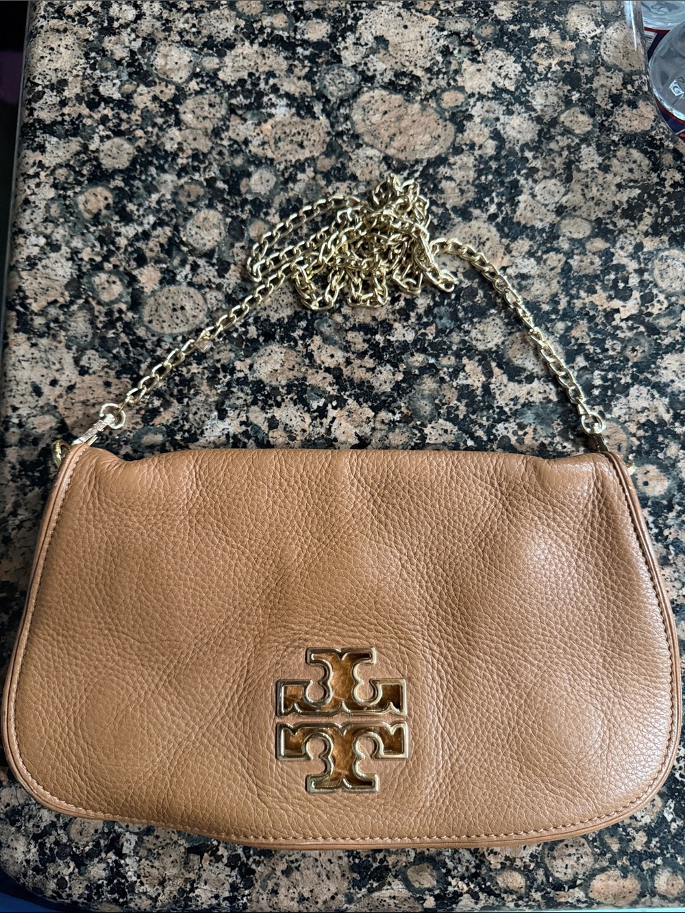 Tory Burch Fleming Leather crossbody Bag in Camel